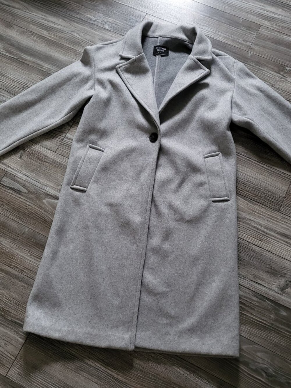 Streetwear Society Grey Overcoat Coat Jacket Medium New Never Worn - Picture 10 of 13